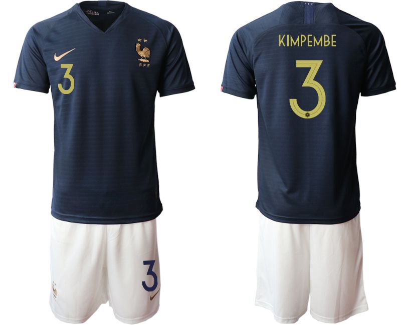 Men 2019-2020 Season National Team French home #3 blue Soccer Jerseys